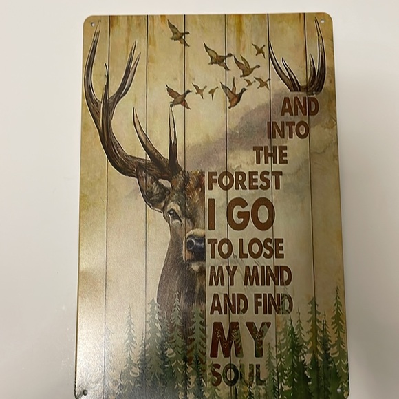 Hunting Deer And Duck And Into The Forest I Go Art Metal Wall Plaque Decor New - Picture 11 of 16